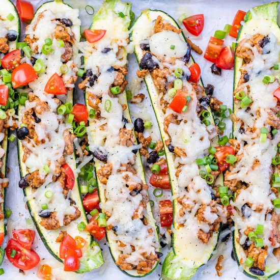 TACO STUFFED ZUCCHINI BOATS - Recipe photo by healthyfitnessmeals