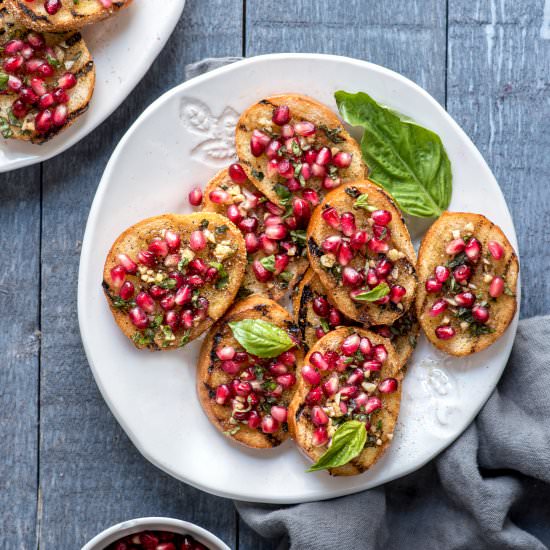 Pomegranate Bruschetta - Recipe photo by farmflavor