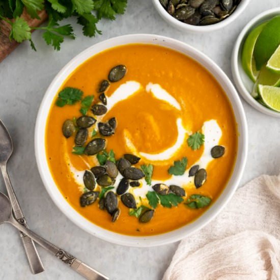 Pumpkin Curry Soup - Recipe photo by noshingwiththenolands
