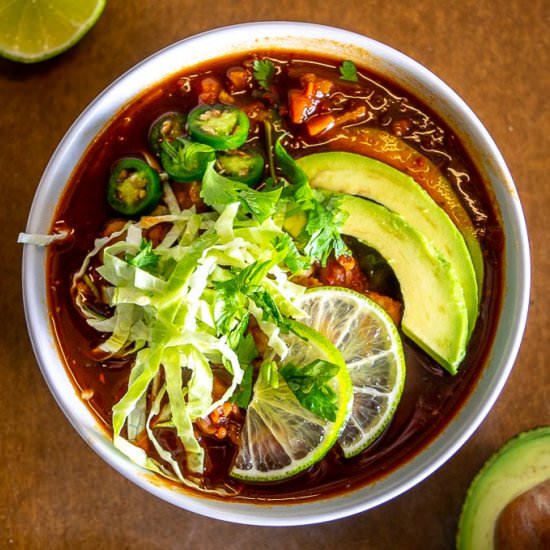Vegetarian Red Pozole - Recipe photo by MexicanPlease