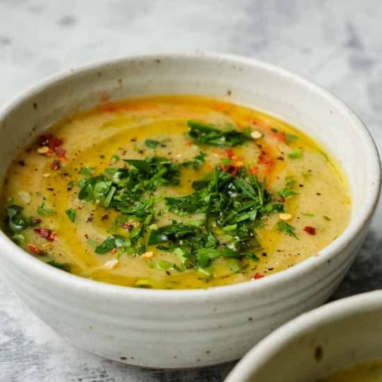Potato Leek Cheddar Soup - Recipe photo by lindseyeatsla
