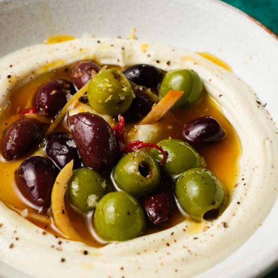 Whipped Ricotta with Olives - Recipe photo by lindseyeatsla