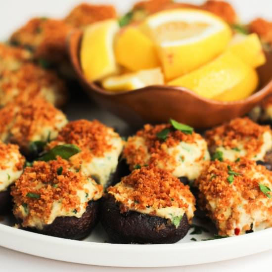 Stuffed Mushrooms with Crab - Recipe photo by jenna@heavenlyspiced.com