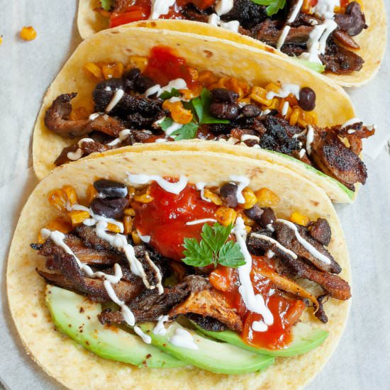 Crispy Oyster Mushroom Tacos - Recipe photo by MyPurePlants