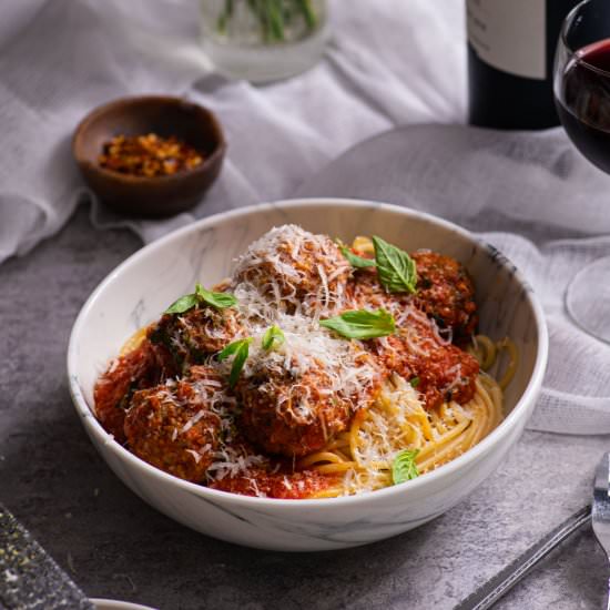 Spaghetti and Meatballs - Recipe photo by rhubarbandcod