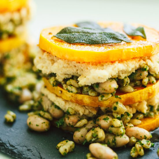 Butternut Stacks w/ Almond Ricotta - Recipe photo by anotherveganfoodblog.com