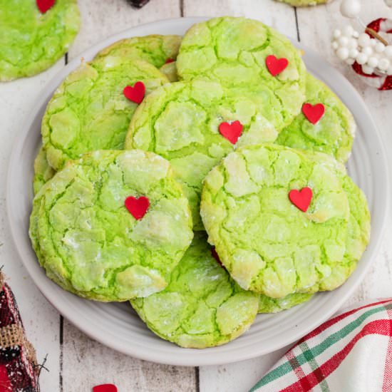 Grinch Cookies with Cake Mix - Recipe photo by thecaglediaries