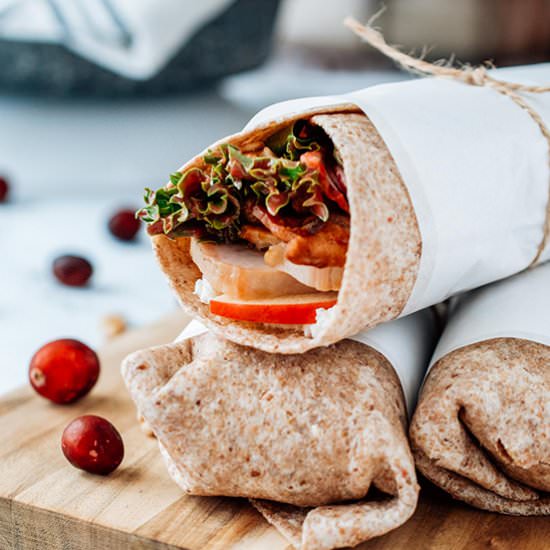 Turkey, Cranberry, Goat Cheese Wrap - Recipe photo by sipandsanity