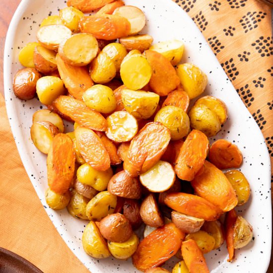 Roasted Potatoes and Carrots - Recipe photo by beamingbaker