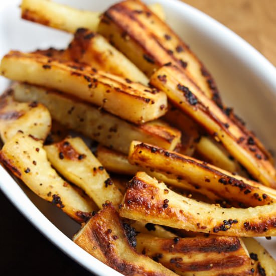 Maple Mustard Roast Parsnips - Recipe photo by Cooking With Camilla