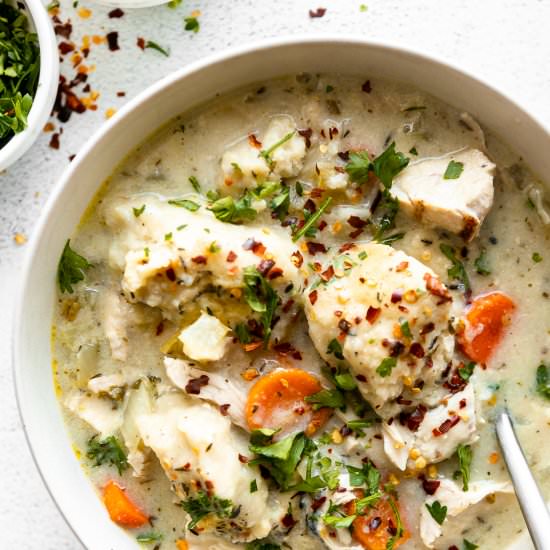 Gluten-Free Chicken & Dumplings - Recipe photo by Jar Of Lemons