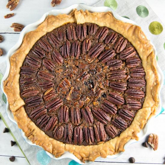 Chocolate Bourbon Pecan Pie - Recipe photo by bunsenburnerbakery