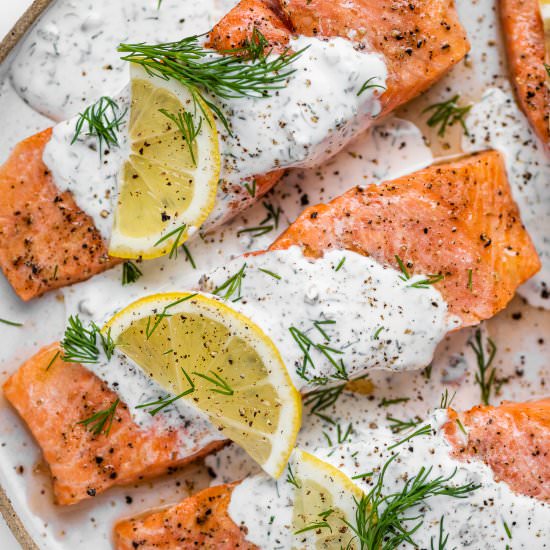 Salmon with Lemon Dill Sauce - Recipe photo by The Endless Meal