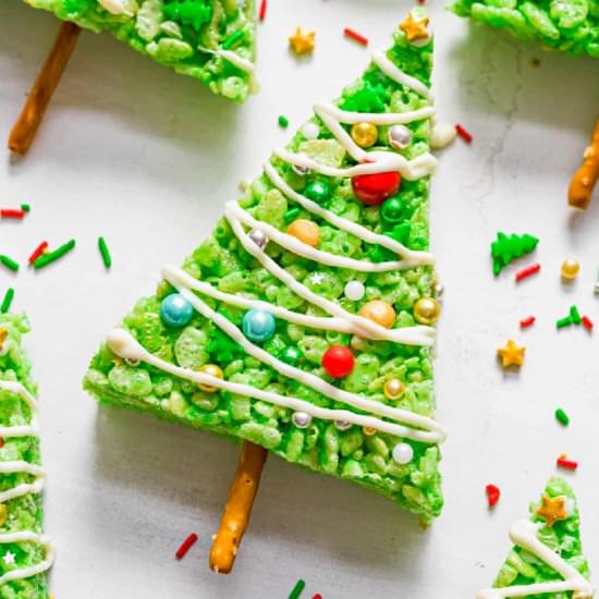 Rice Krispie Christmas Trees - Recipe photo by OnMyKidsPlate