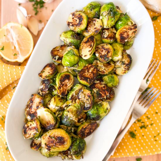 Spanish Garlic Brussels Sprouts - Recipe photo by Spain on a Fork