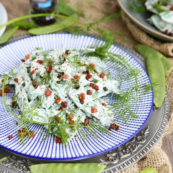 Snow Pea Salad with Goat Cheese Dre - Recipe photo by angiesrecipes