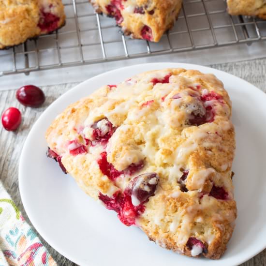 Glazed Cranberry Orange Scones - Recipe photo by For the Love of Cooking