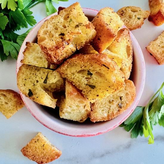Air Fryer Homemade Croutons - Recipe photo by theshortordercook