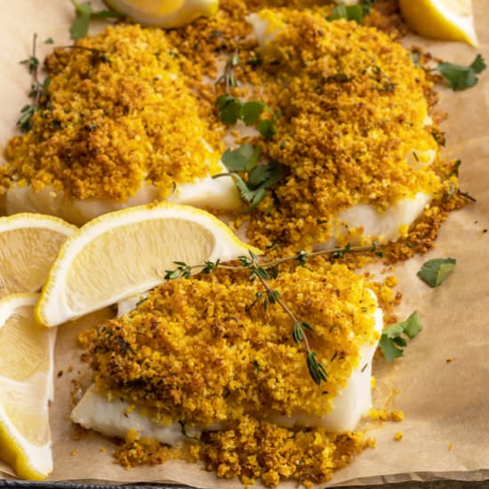 Baked Cod with Panko and Parmesan - Recipe photo by CookhouseDiary
