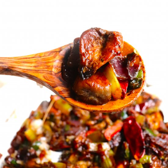 Szechuan Chili Shrimp of the Woods - Recipe photo by veryveganval