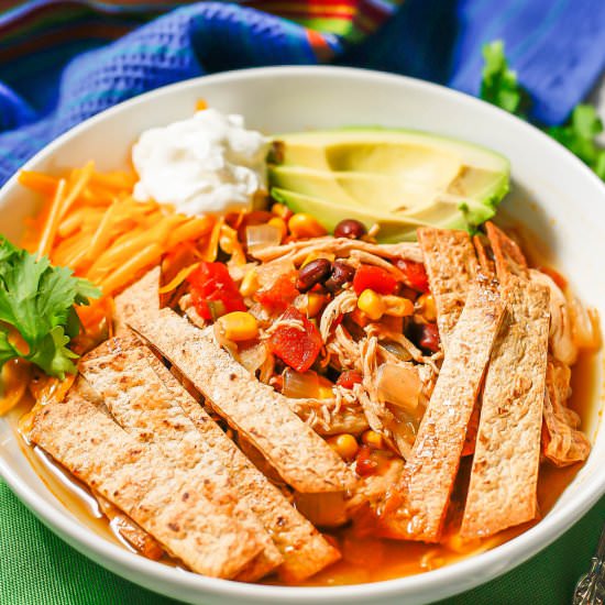 Slow cooker chicken tortilla soup - Recipe photo by Family Food on the Table