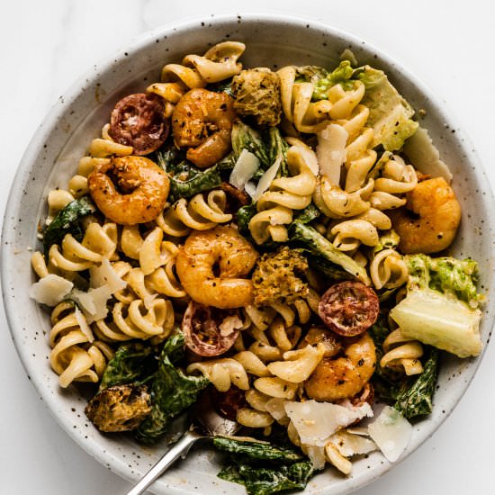 Shrimp Caesar Pasta Salad - Recipe photo by The Endless Meal