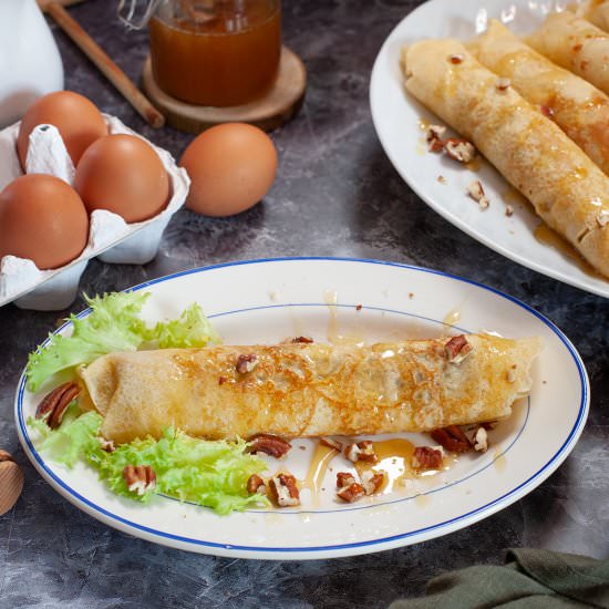 Crêps de queso brie y jamón de pato - Recipe photo by JUEGODESABORES