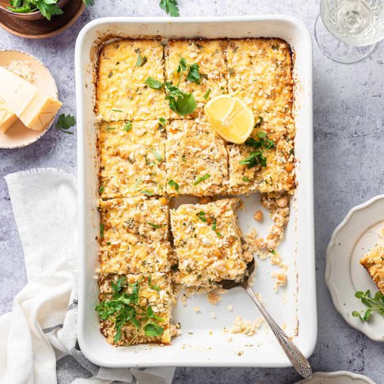 Lemon Shallot Chickpea Casserole - Recipe photo by bunsenburnerbakery