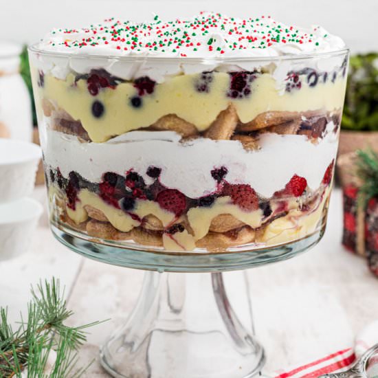 Boozy Christmas Trifle - Recipe photo by thecaglediaries