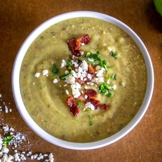 Potato Bacon Poblano Soup - Recipe photo by MexicanPlease