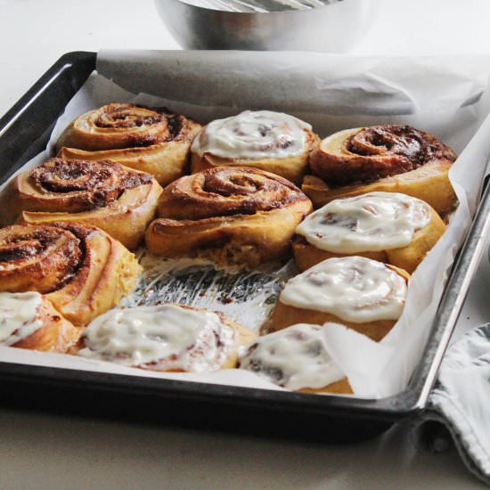 Pumpkin cinnamon rolls - Recipe photo by hornoMX