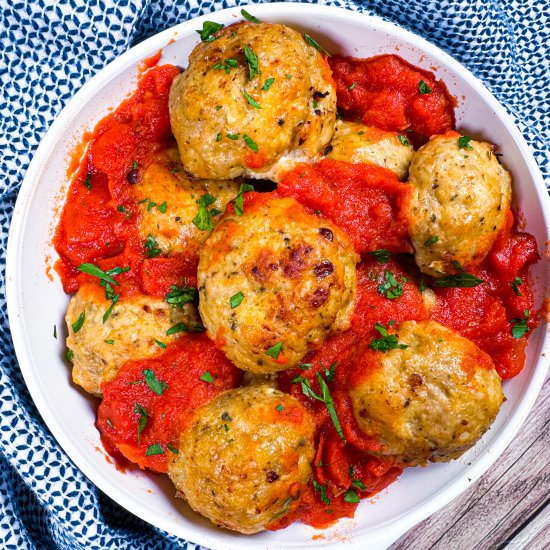 Juicy Baked Chicken Meatballs - Recipe photo by TastefullyGrace