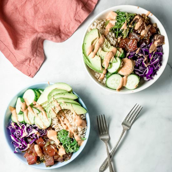 tuna poke bowls - Recipe photo by sheri silver