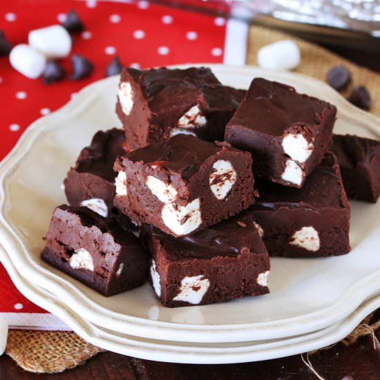 "Cheater" Microwave Fudge - Recipe photo by thekitchenismyplayground