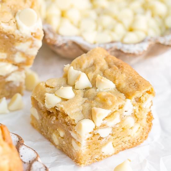White Chocolate Blondies - Recipe photo by Kathryns.kitchen.blog