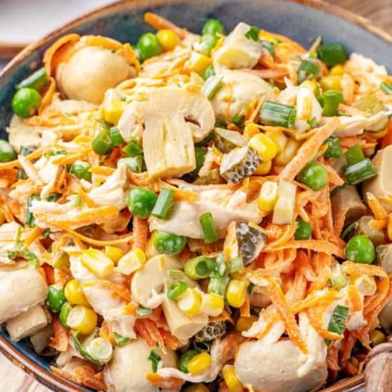 Chicken Mushroom Veggie Salad - Recipe photo by allweeat