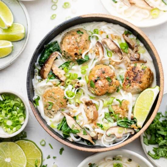 Thai Inspired Chicken Meatball Soup - Recipe photo by erinliveswhole