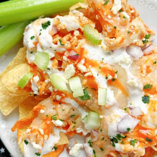 Buffalo Chicken Nachos - Recipe photo by Foodtastic Mom