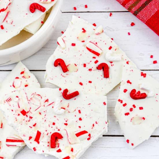 White Chocolate Peppermint Bark - Recipe photo by OnMyKidsPlate