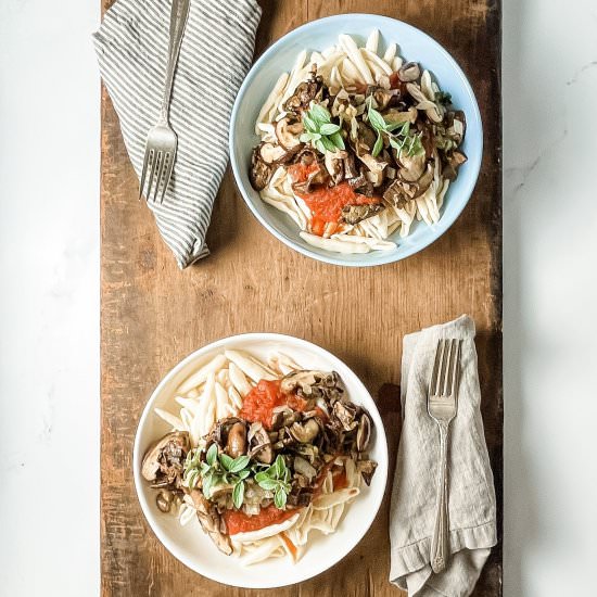 pasta with mushrooms and tomatoes - Recipe photo by sheri silver