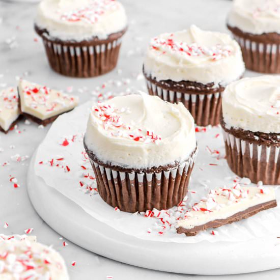 Peppermint Bark Cupcakes - Recipe photo by bakerstable