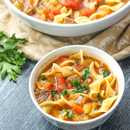 Easy Vegetable Beef Noodle Soup - Recipe photo by MyLifeCookbook