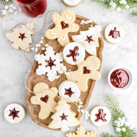 Spiced Mulled Wine Linzer Cookies - Recipe photo by bakerstable