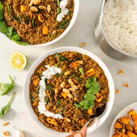 Easy Vegan Lentil Curry - Recipe photo by Ourplantbasedworld