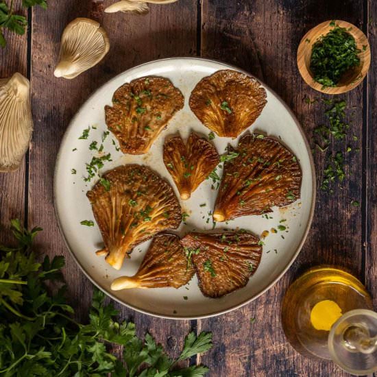 Air Fryer Oyster Mushrooms Recipe - Recipe photo by Ourplantbasedworld