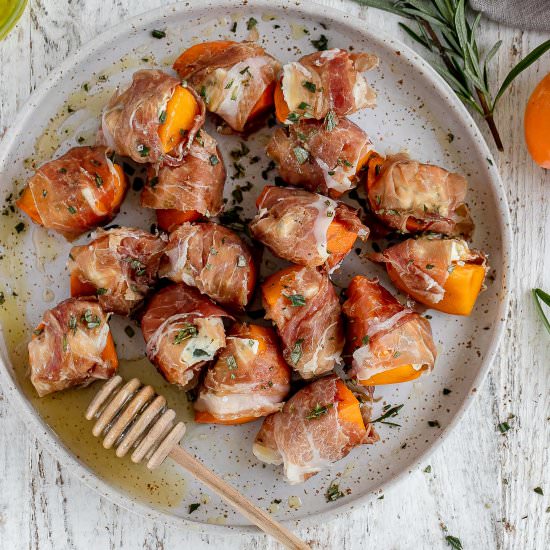 Prosciutto Wrapped Persimmons - Recipe photo by holistic.foodie