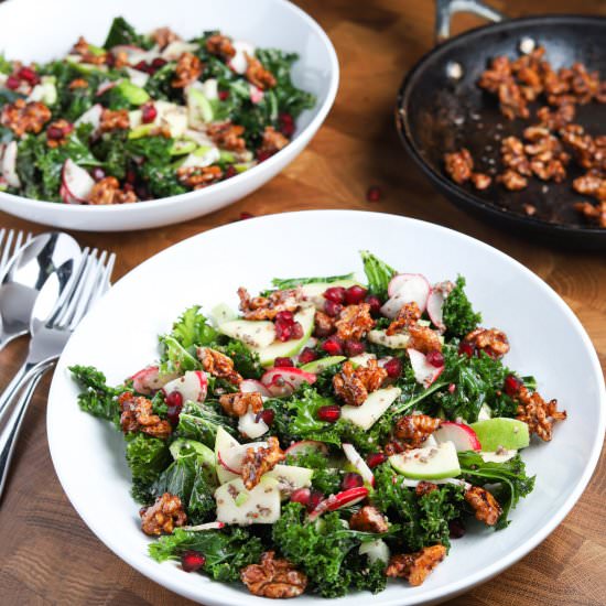 Kale Salad with Apple & Walnuts - Recipe photo by Cooking With Camilla