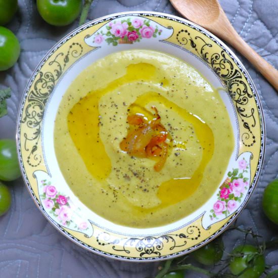 Roasted Green Tomato Soup - Recipe photo by veryveganval