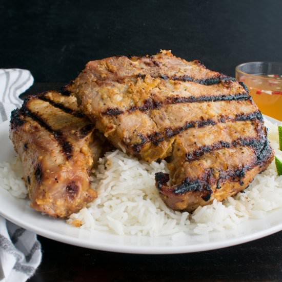 Grilled Lemongrass Pork Chops - Recipe photo by geekola