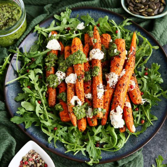 Roasted Carrots with Pumpkin Seed P - Recipe photo by angiesrecipes
